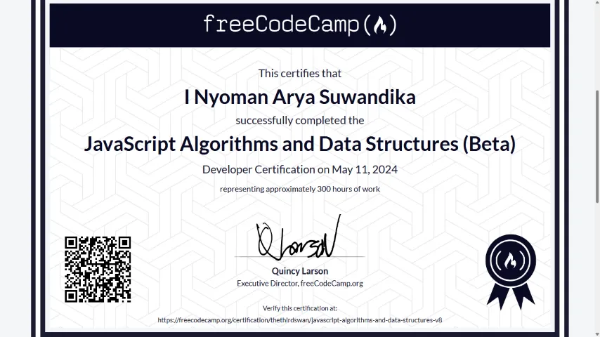 JavaScript Algorithms and Data Structures Certification